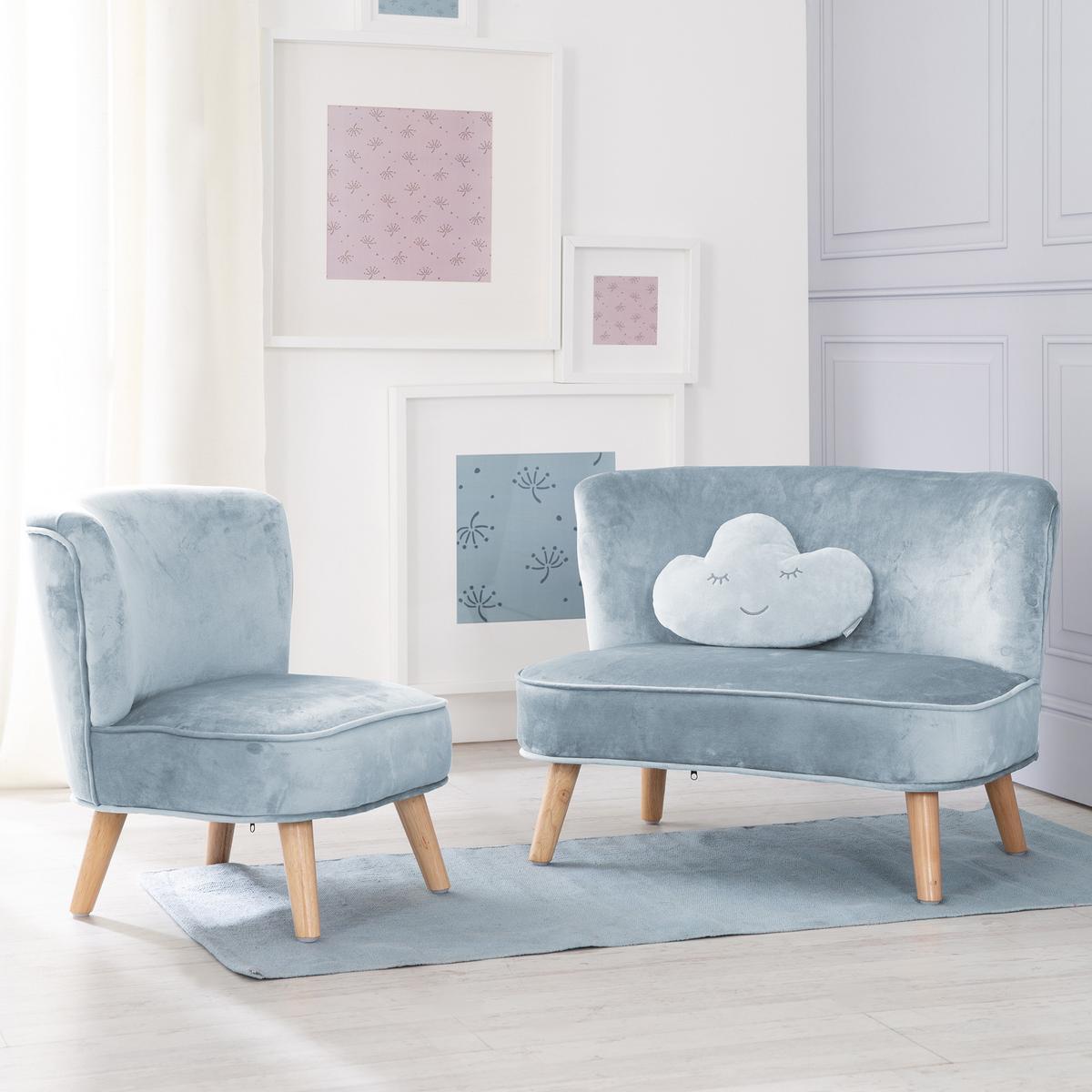 KINDERSOFA 3er-Set hellblau - Hellblau, Holzwerkstoff/Textil (70/50/48cm) - Roba