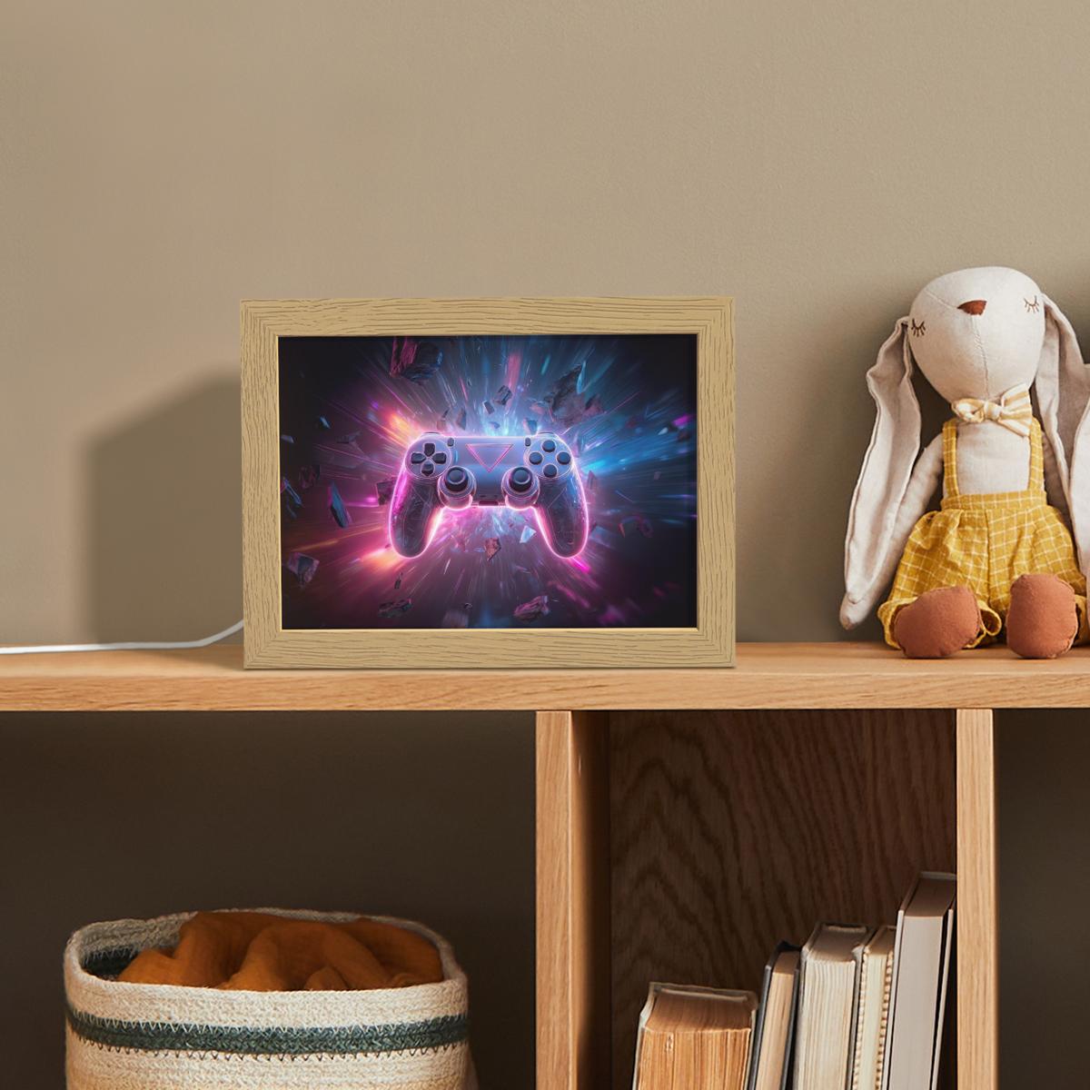 NACHTTISCHLAMPE Controller - Neon - Explosion - Abstrakt 20x15 cm - Violett, Holzwerkstoff (8/20/15cm) - OnlyWow