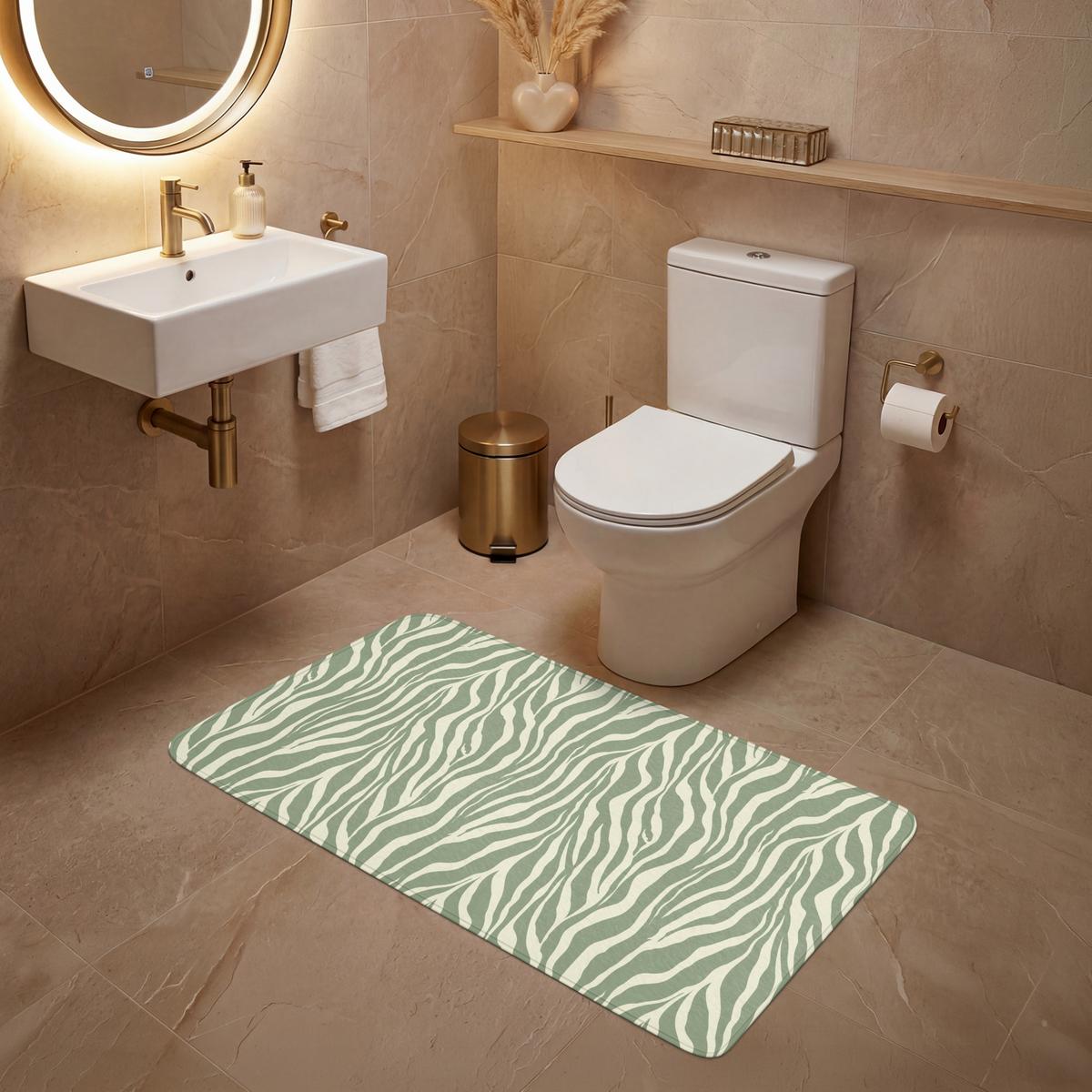 WC-VORLEGER Zebra - Motiv - Grün WC Teppich 120x60 cm - Salbeigrün, Textil (120/1cm) - OnlyWow