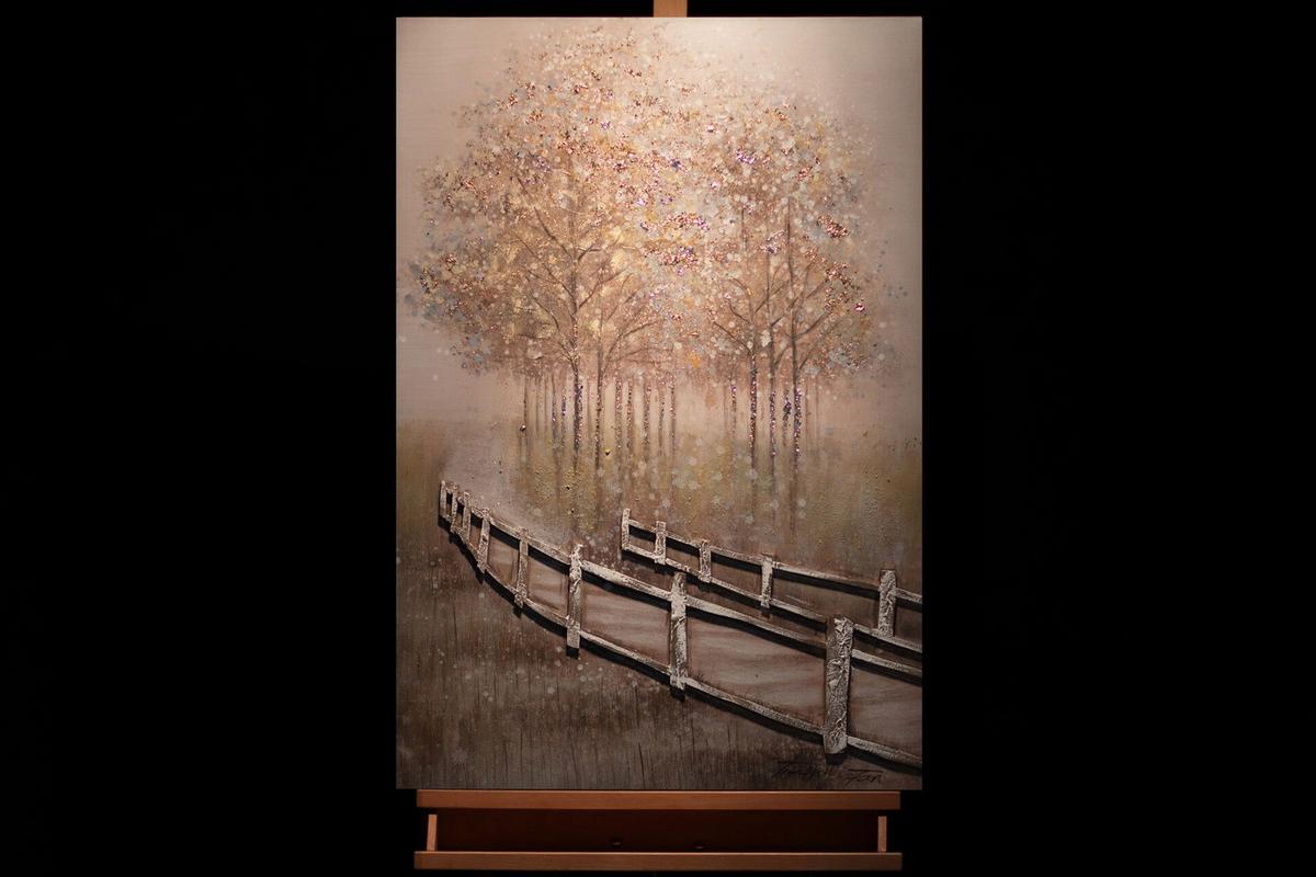 ACRYLBILD HANDGEMALT 60/90 cm - Braun, Holz/Textil (60/90cm) - KUNSTLOFT