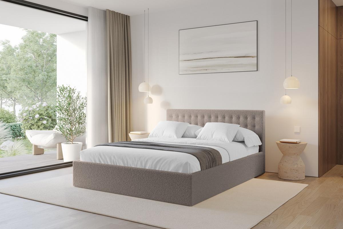 POLSTERBETT mit Bettkasten und Lattenrost, Boxbett ohne Matratze - PARI 160x200 Braun - Braun, Holzwerkstoff/Textil (160/200cm) - ALTDECOR