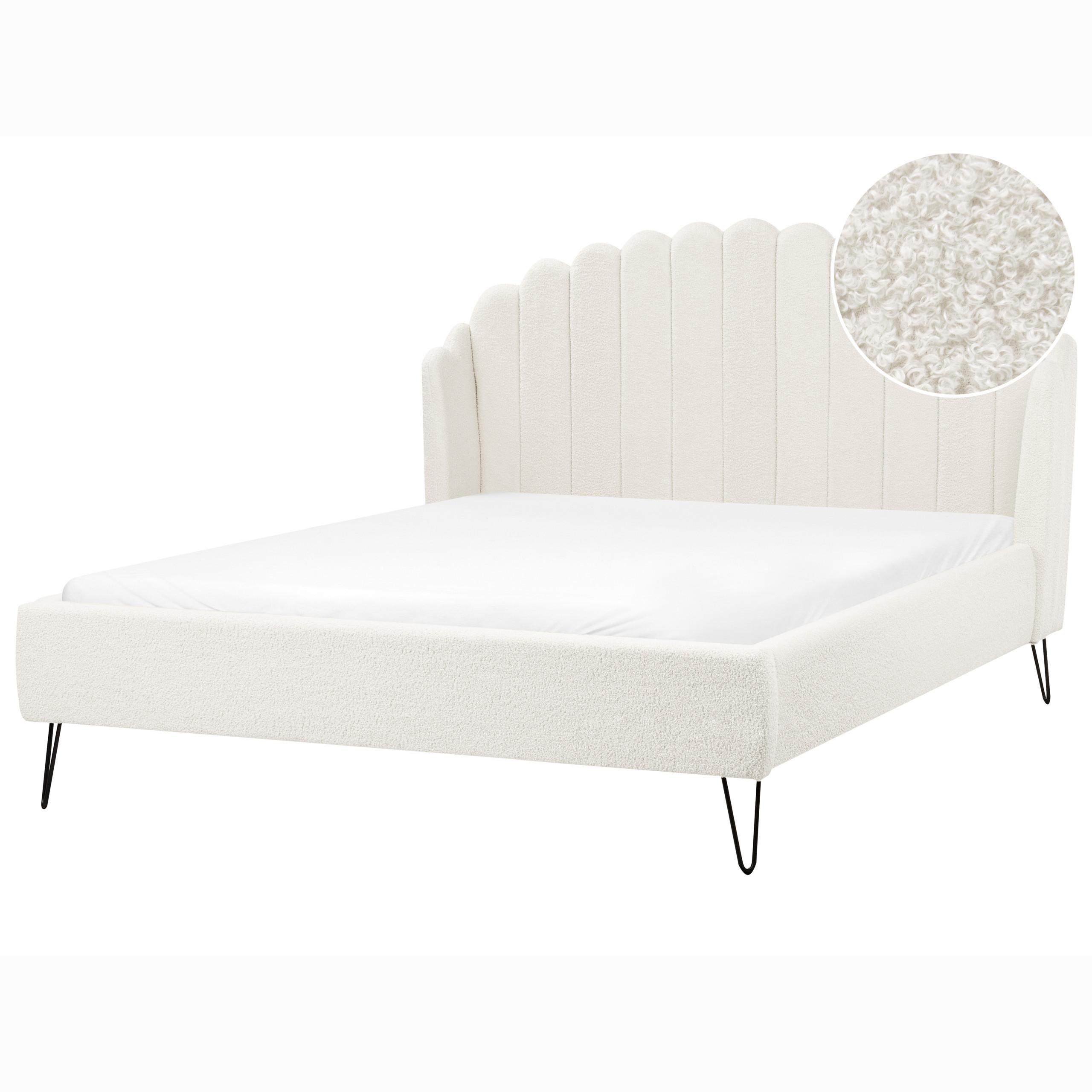 POLSTERBETT mit Lattenrost 140x200 cm Weiß Ambillou - Creme, Textil (140/200cm) - Beliani