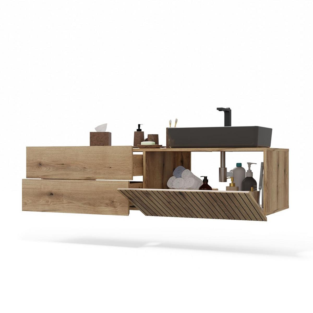 WASCHBECKENUNTERSCHRANK eiche 140/37,5/53 - Eichefarben, Holzwerkstoff (140/38/53cm) - RAUMHIRSCH FURNITURE