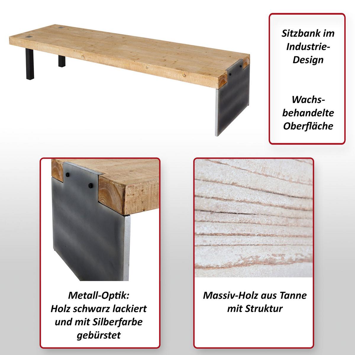 SITZBANK Braun - Naturfarben/Braun, Holz (200/40/60cm) - MCW