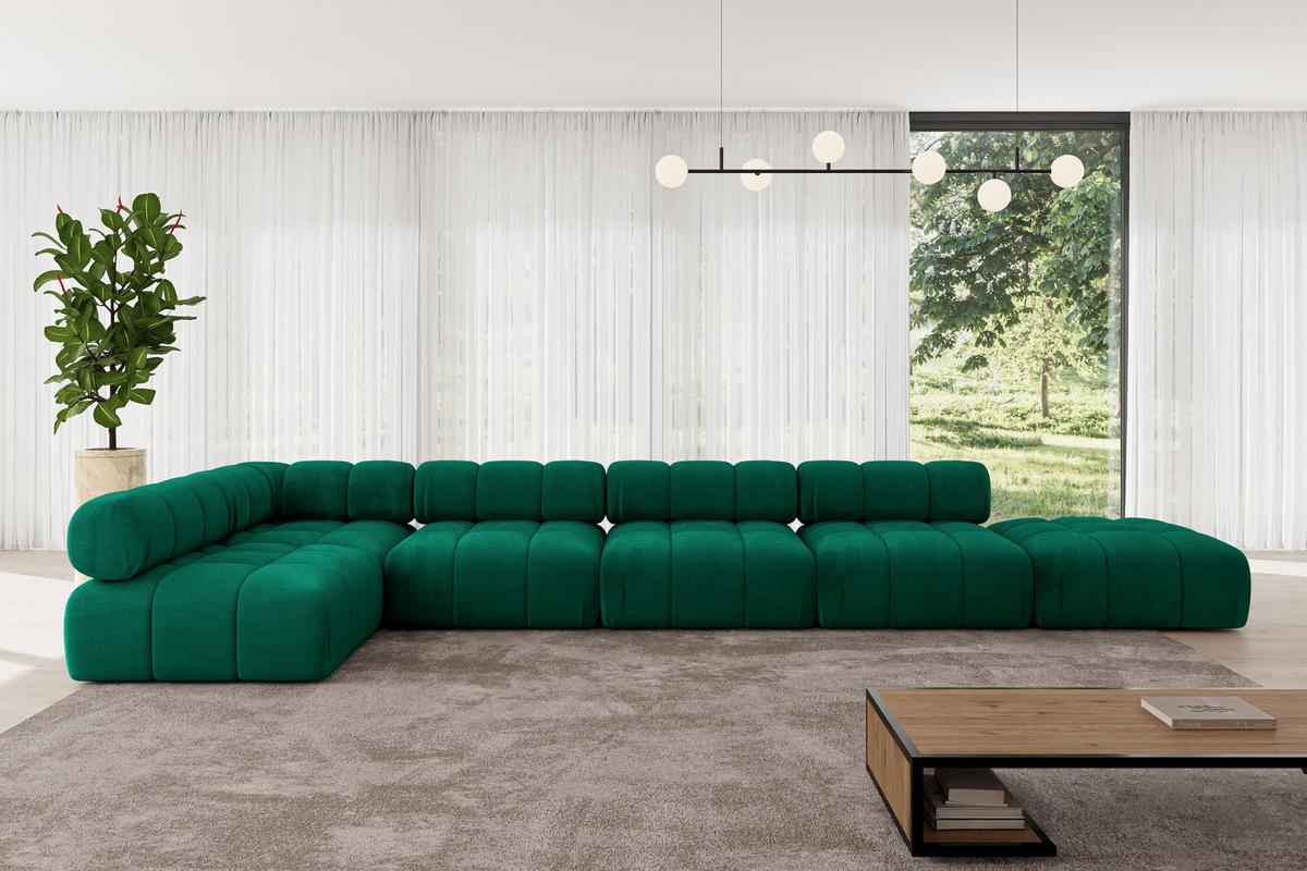 ECKSOFA modulares Sofa Favio-L3 - 475x190x70 cm Dunkelgrün Velours - Dunkelgrün, Holzwerkstoff/Textil (475/190cm) - ALTDECOR