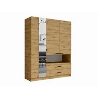 DREHTÜRENSCHRANK CHARON 158,3/200,6/55cm 3-türig mit Spiegel Eiche Artisan - Eiche Artisan, Holzwerkstoff (158.3/200.6/55cm) - MASSENO
