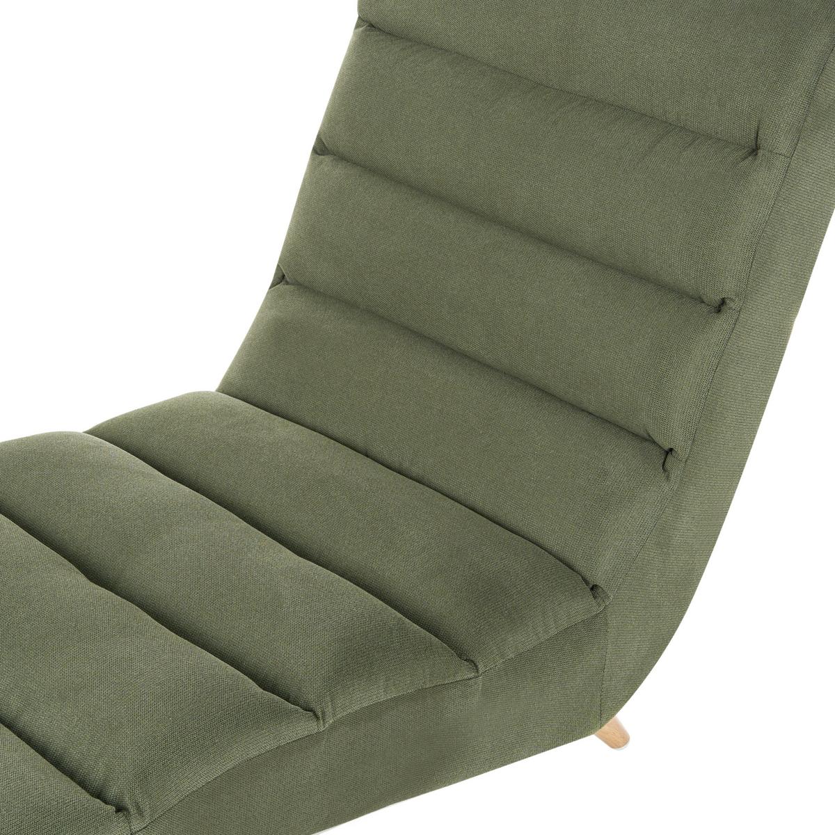 CHAISELONGUE Stoff Grün Rives - Hellbraun/Braun, Textil (78/97/160cm) - Beliani