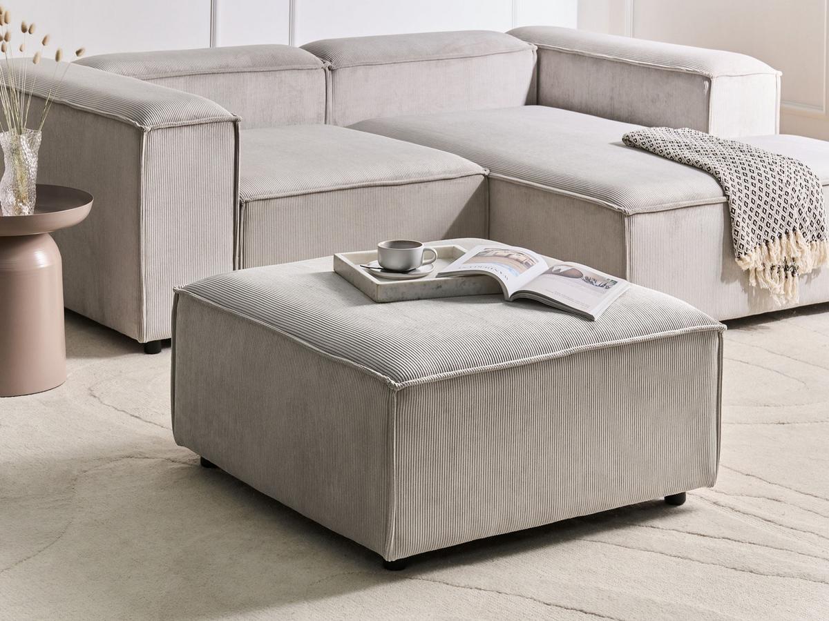 OTTOMANE Cord Taupe Ardal - Taupe, Textil (86/45/86cm) - Beliani