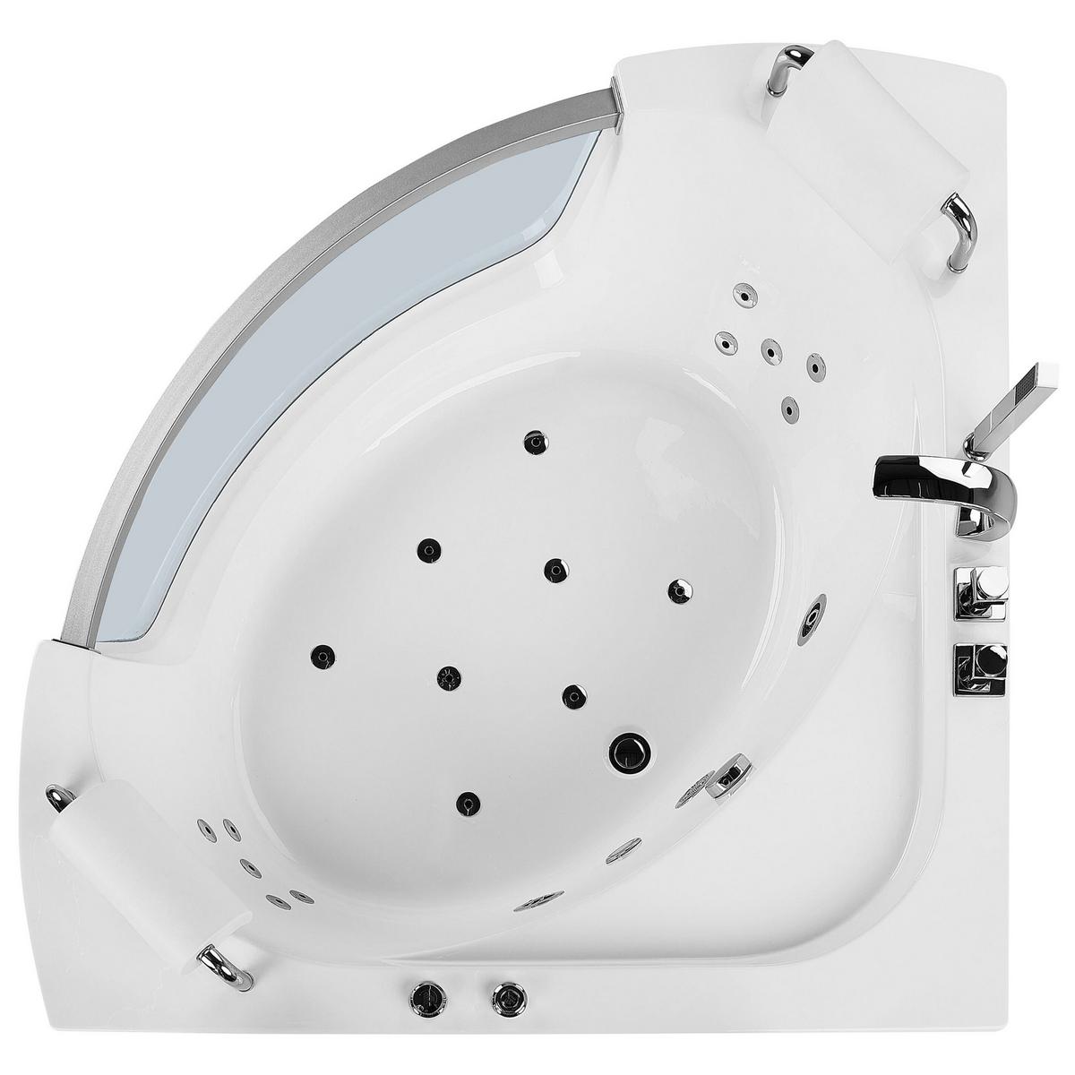 WHIRLPOOL-BADEWANNE mit LED 150x201x57 cm weiß Mangle - Weiß, Kunststoff (150/57/201cm) - Beliani