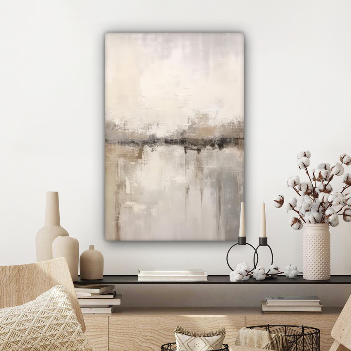 LEINWANDBILD Moderne Kunst - Abstrakt - Beige Wanddeko 40x60 cm - Beige, Textil (40/60cm) - MuchoWow