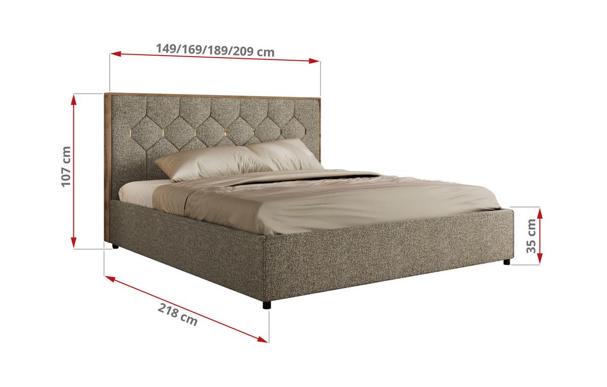 POLSTERBETT LARINO CLASSIC 160/200 - Grau Strukture - Multipocket-Matratze - Grau, Textil (160/200cm) - MKS