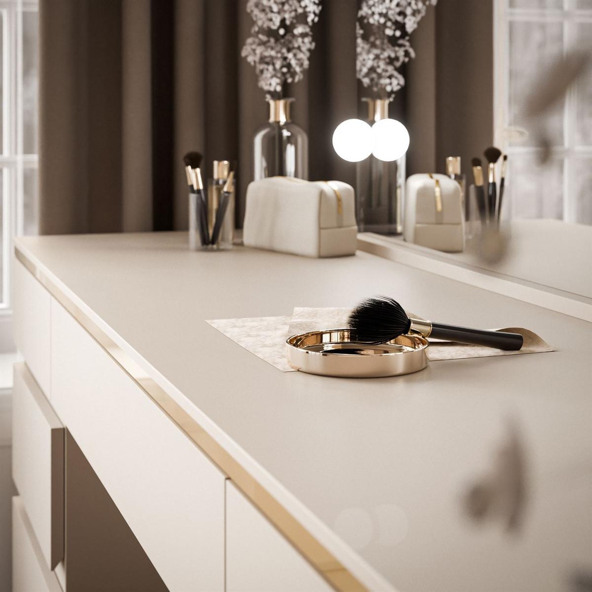 SCHMINKTISCH AURORA DOUBLE KASCHMIR mit Schubladen - Kaschmir, Holzwerkstoff (156.8/79.2/55cm) - Lookway
