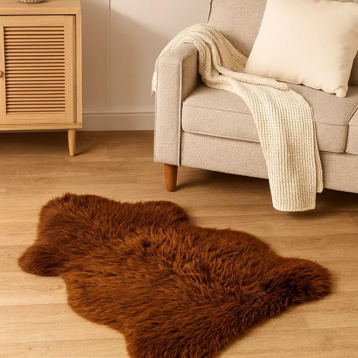 SCHAFFELL Öko Natur – Hellbraun, Weiche Wolle ca. 100 cm - Hellbraun, Fell (60/100cm) - Provellus