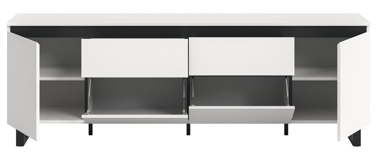 TV-LOWBOARD weiß, schwarz, TV Unterschrank 188 x 65 cm, Soft-Close und Komforthöhe - Schwarz/Weiß, Holzwerkstoff/Metall (188/65/36cm) - Inn.Furn