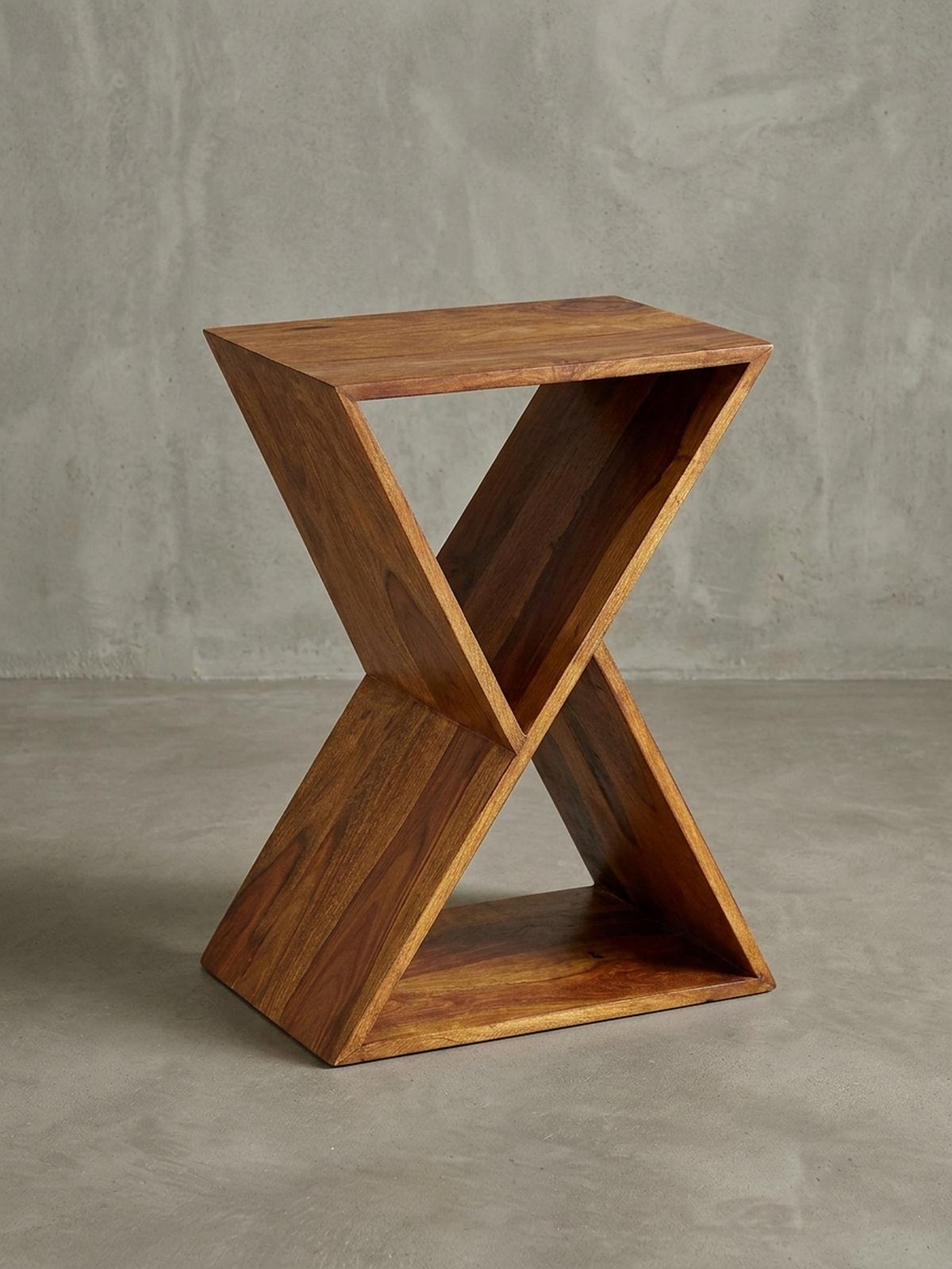 BEISTELLTISCH – Massivholz Braun X-Gestell mit 2 Ablagen - Braun, Holz (30/43/60cm) - KADIMA DESIGN