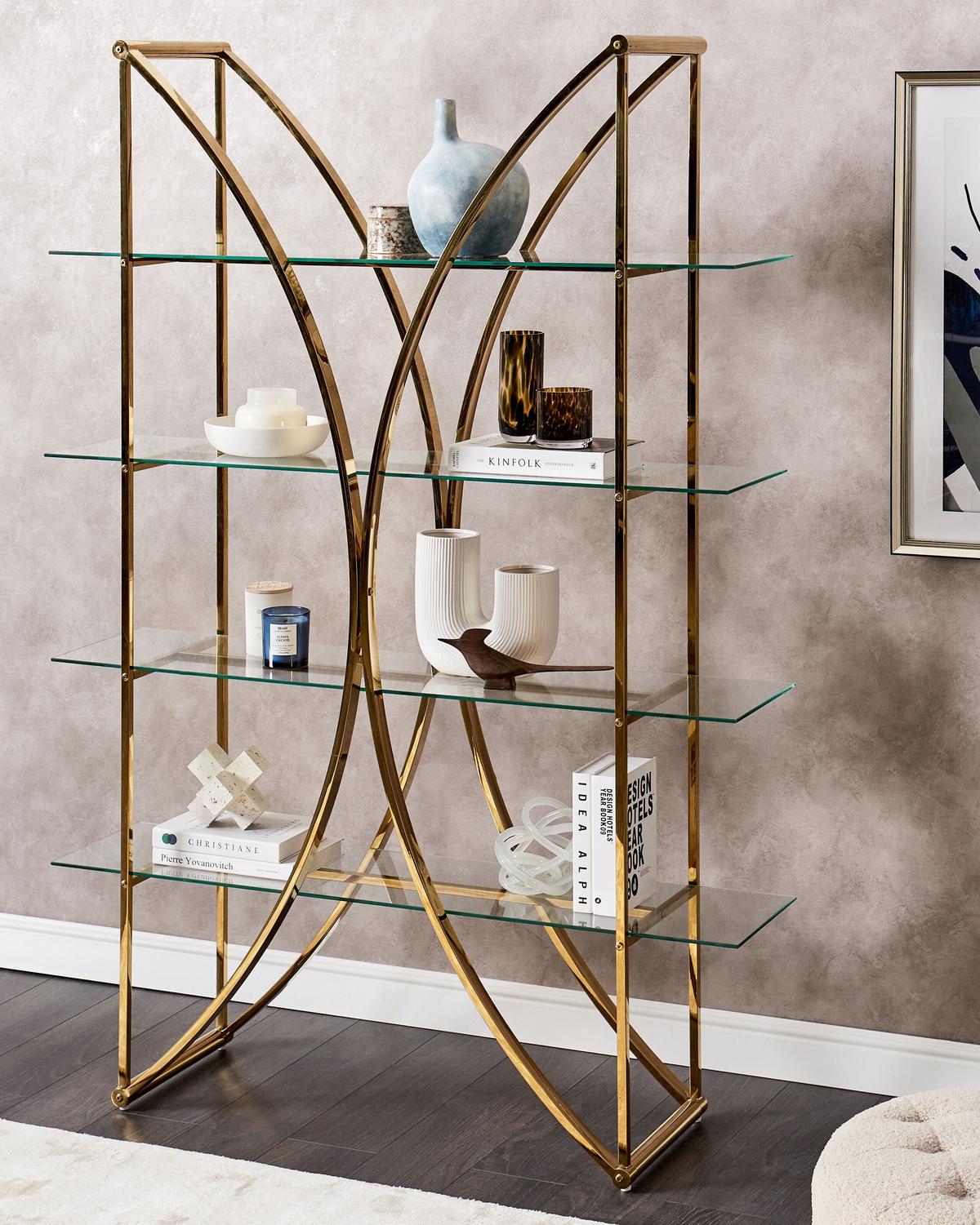 REGAL mit 4 Ebenen 175 cm Gold Hollow - Goldfarben, Metall (120/175/34cm) - Beliani