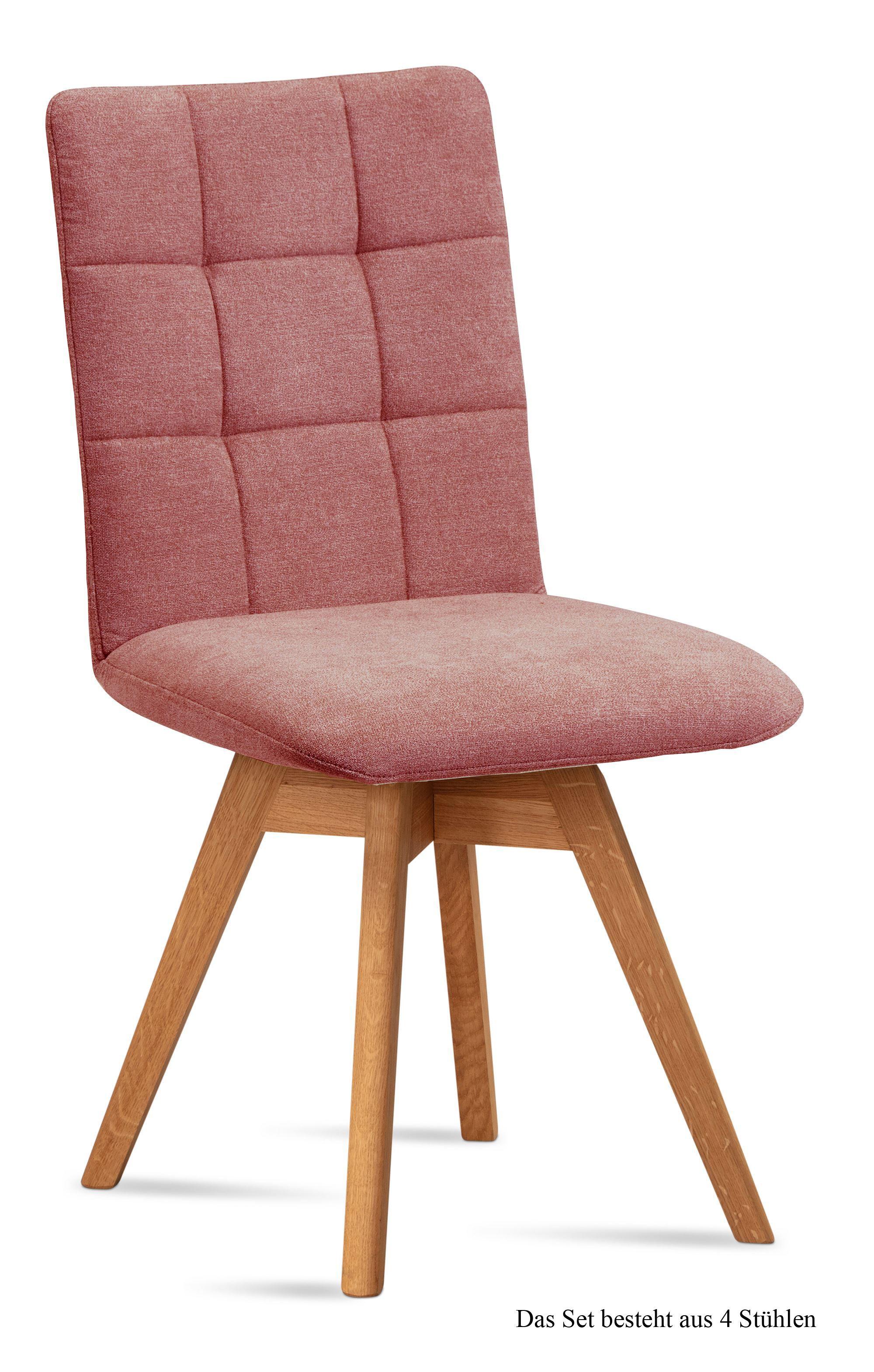 ESSZIMMERSTUHL drehbar (4er-Set) Doria 47x91x60 Eiche geölt/Rosewood - Eichefarben/Dunkelrosa, Kunststoff (60/91/47cm) - 58aufmkessel