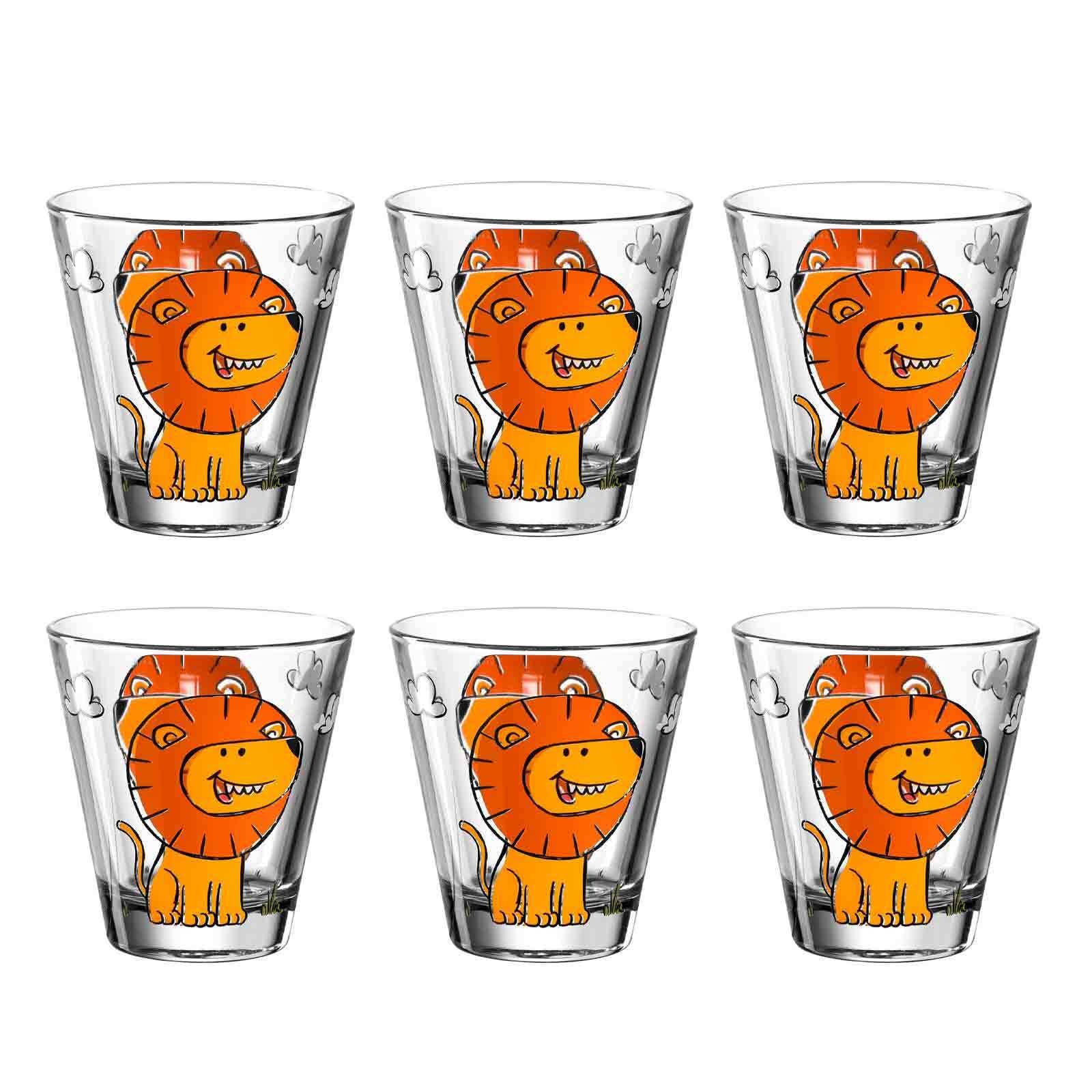 KINDERBECHER Bambini Löwe 215 ml 6er Set - Gelb, Glas (0.215L) - Leonardo Living