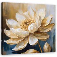 WANDBILD pfingstrose blumen gold - Beige, Textil (30/30cm) - Feeby