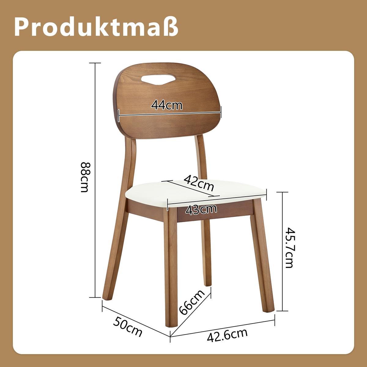 ESSZIMMERSTÜHLE 2er Set Massivholz Weiß Ovales Design mit Tragegriff - Weiß, Leder (50/88/44cm) - Urban Meuble