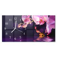 WANDUHR aus Glas 60x30 cm - Orchidee - Lila, Glas (60/30/0.4cm) - TULUP