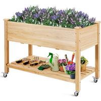 HOCHBEET groß mit Ablage Holz - Apfelbaumfarben, Holz (120/84/59cm) - COSTWAY