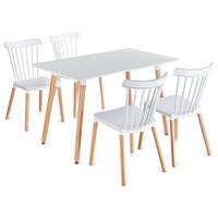 ESSGRUPPE SHANNON RAVI 5er Set weiß - Weiß, Holz/Holzwerkstoff - IDIMEX