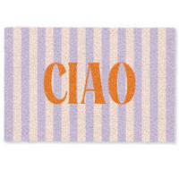 FUSSMATTE Ciao - Zitat - Pastell - Streifen Schmutzfangmatte 60x40 cm - Flieder, Kunststoff (60/0.4cm) - MuchoWow