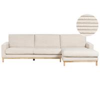 ECKSOFA 4-Sitzer Cord Hellbeige linksseitig Siggard - Beige/Braun, Textil (321/168cm) - Beliani