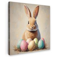 LEINWANDBILD Osterhase - Pastell - Eier Deko Wohnzimmer 20x20 cm - Beige, Textil (20/20cm) - MuchoWow