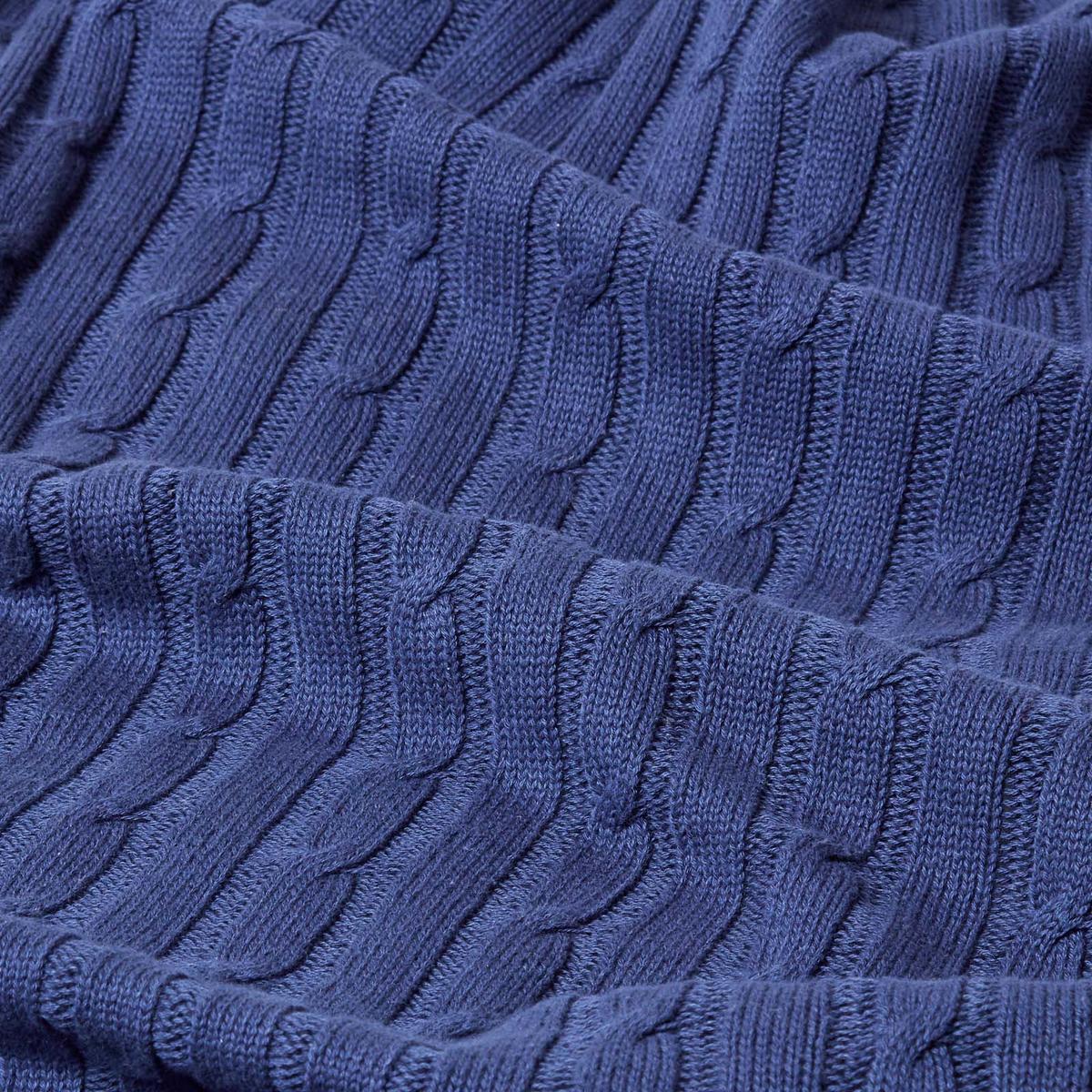STRICKDECKE 130/170 cm, Baumwolle mit Zopfmuster - Dunkelblau, Textil (130/170cm) - Homescapes