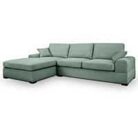 SOFA petrol Strukturstoff 308 cm, Ecksofa 5-Sitzer, L-Sofa Ottomane links - Petrol/Schwarz, Holz/Textil (308/186cm) - Inn.Furn