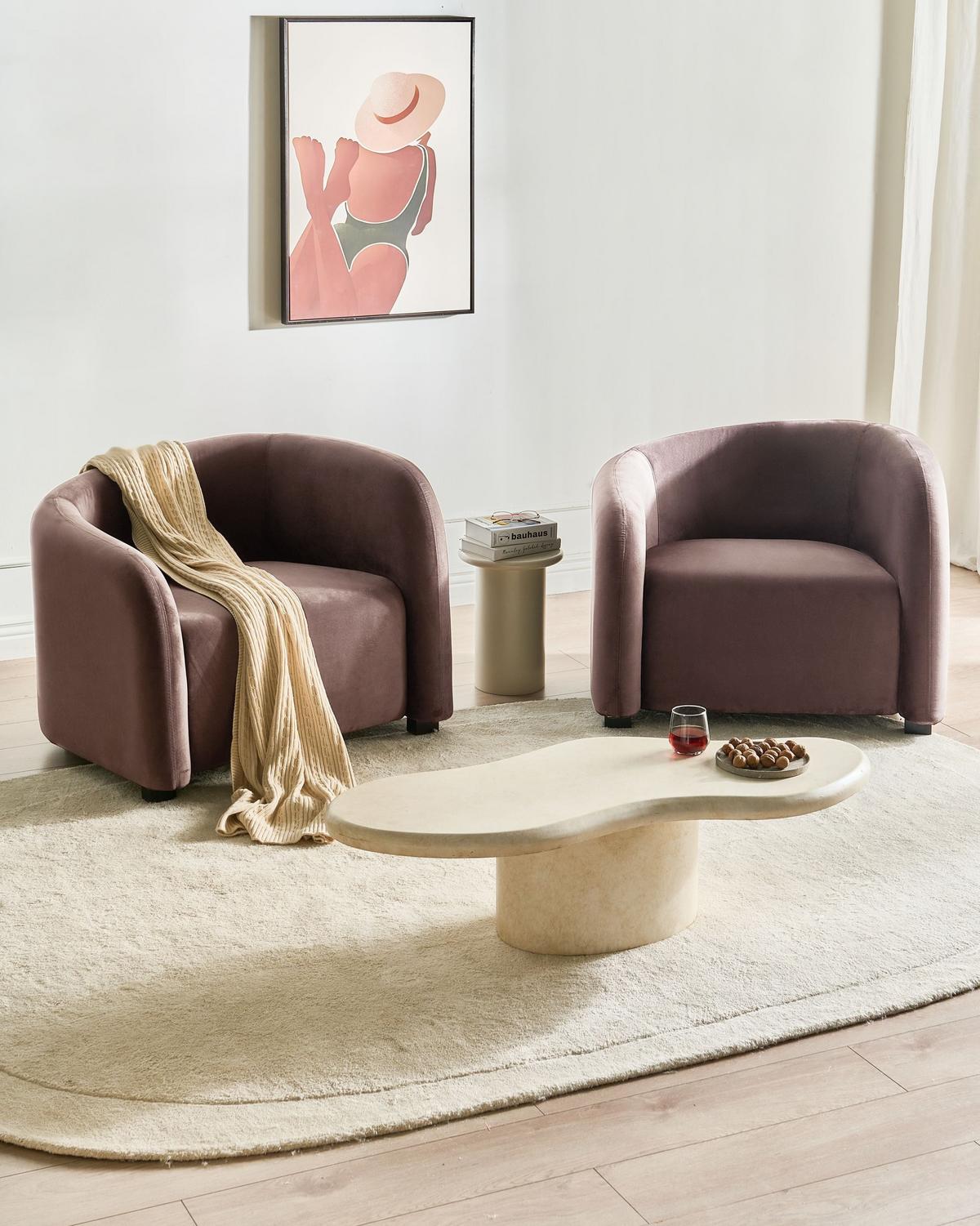 SESSEL 2er-Set Dunkelbraun Veltada - Dunkelbraun, Textil (95/72/86cm) - Beliani