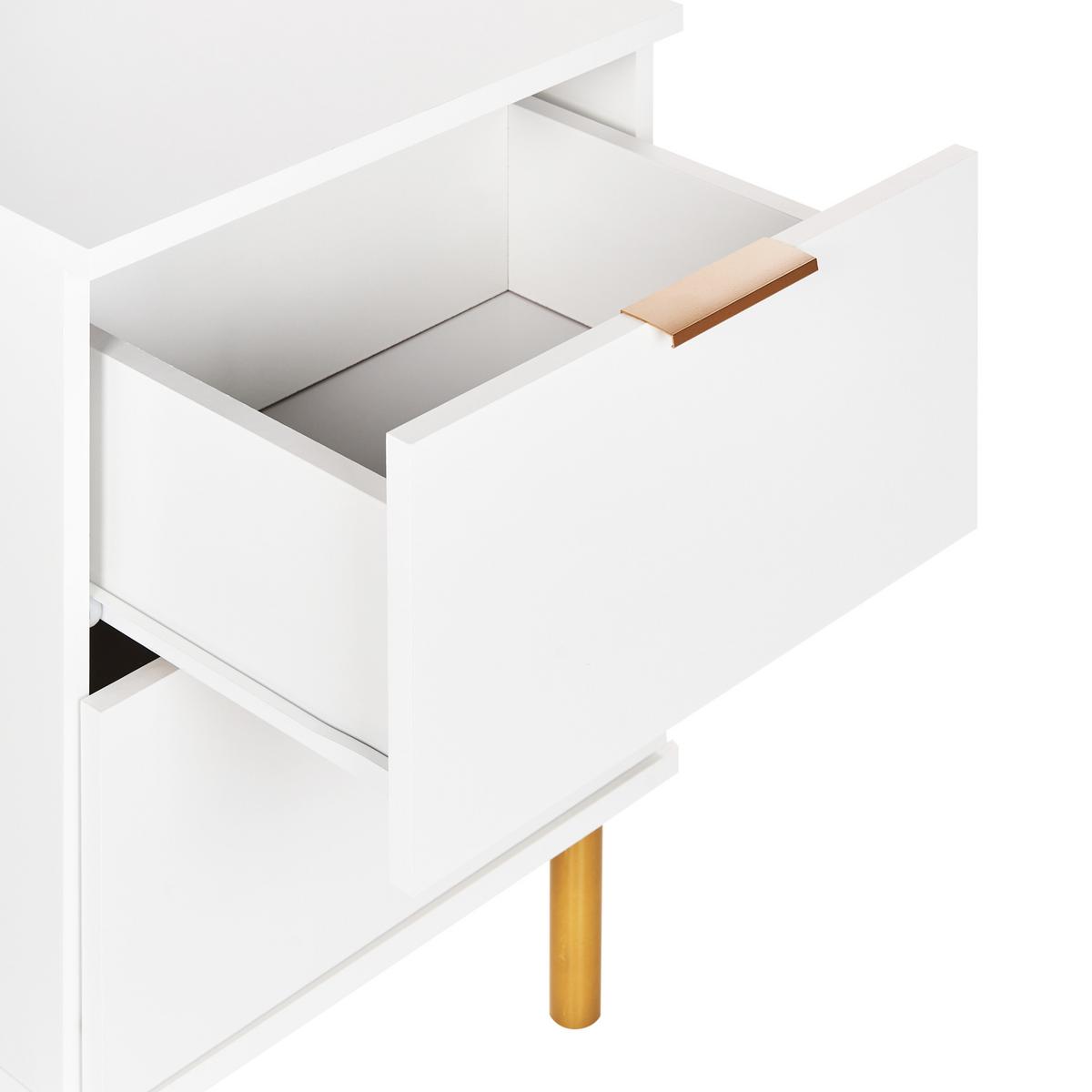 NACHTTISCH mit 2 Schubladen Weiß Walpole - Weiß, Holzwerkstoff (40/41/56cm) - Beliani