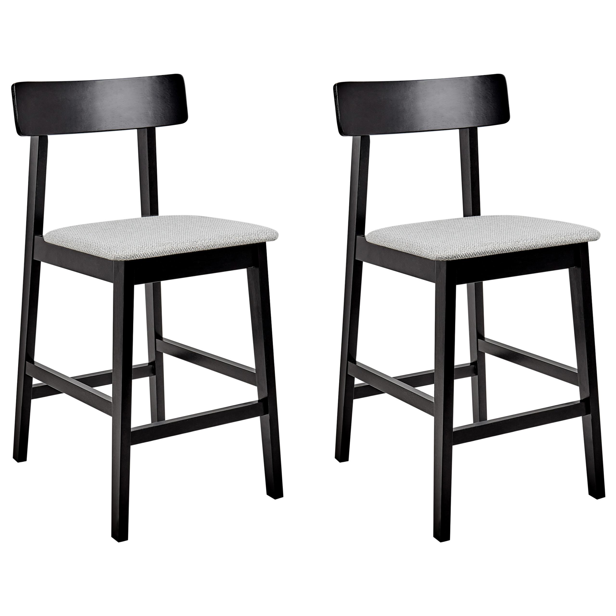 BARHOCKER 2er-Set Schwarz Isanti - Schwarz/Grau, Holz (44/92/51cm) - Beliani