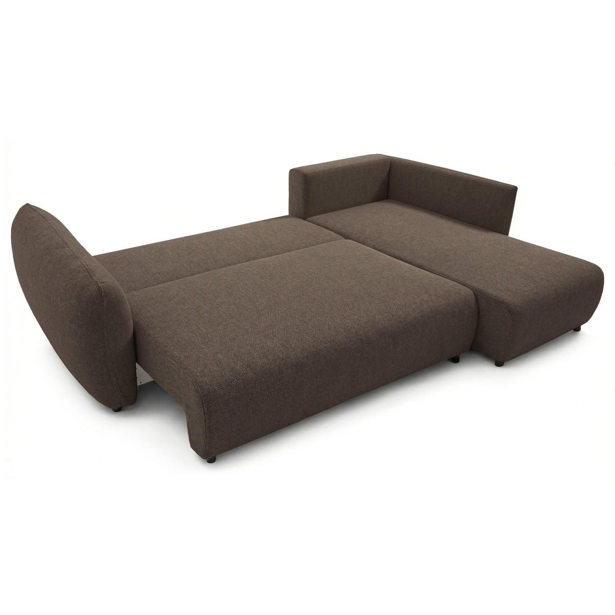 ECKSCHLAFSOFA Zordo BRAUNER CHENILLE RECHTS MIT ZWEI BETTKÄSTEN - Schwarz/Braun, Kunststoff/Textil (170/256cm) - Selsey