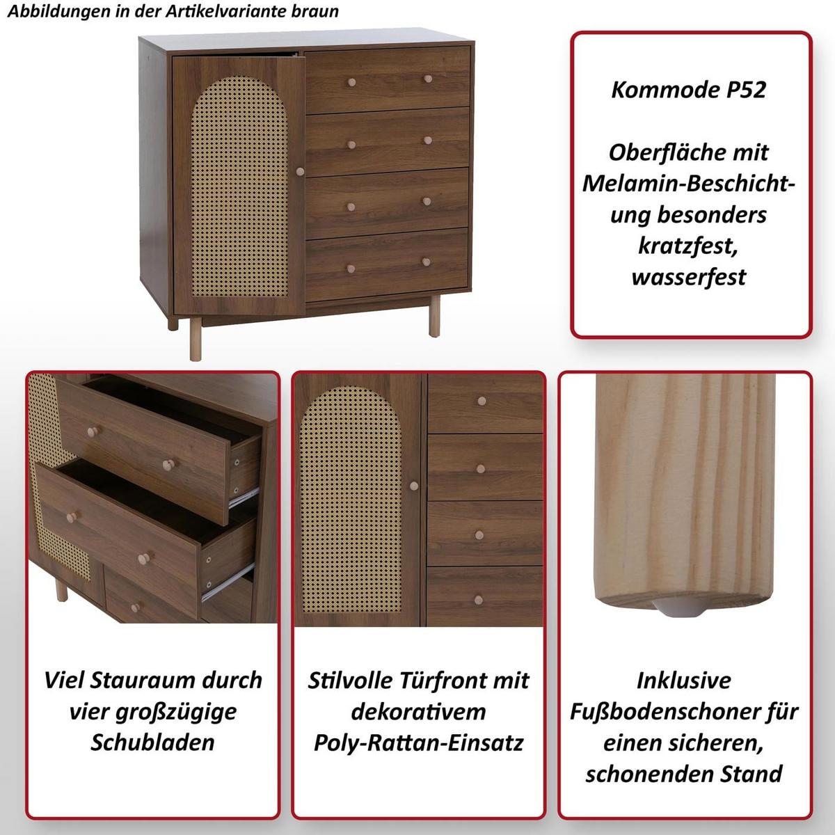 KOMMODE Walnuss - Walnussfarben, Holz (100/95/40cm) - MCW