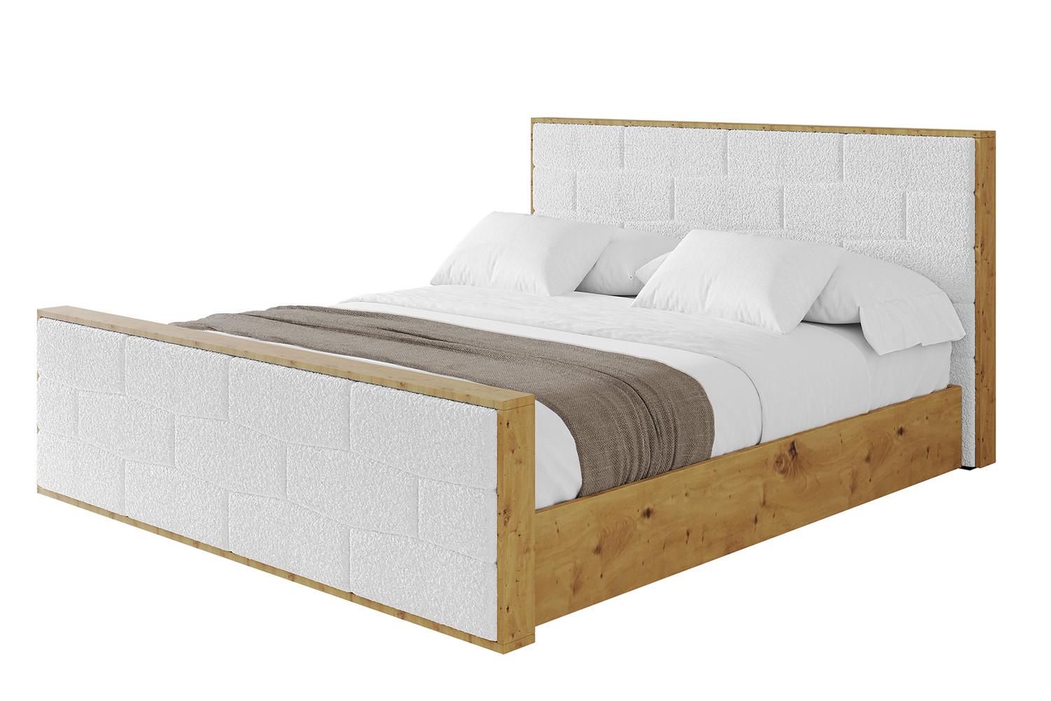 POLSTERBETT mit Bettkasten, Fußteil und Lattenrost, Boxbett mit Matratze H3/H4 - ENZO8-Z 160x200 Weiß - Weiß, Holzwerkstoff/Textil (160/200cm) - ALTDECOR