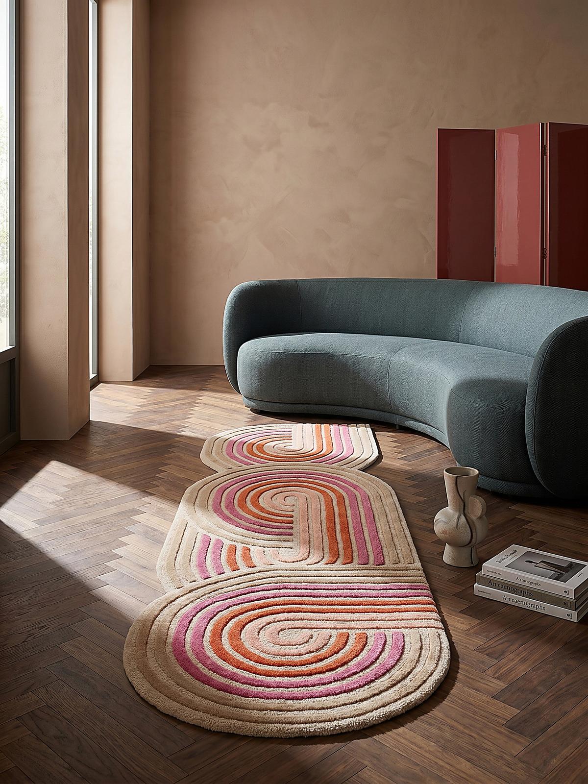 WOLLTEPPICH SOAR, abstrakt, Rosa, 80 x 300 cm - Rosa, Textil (300/80cm) - KADIMA DESIGN