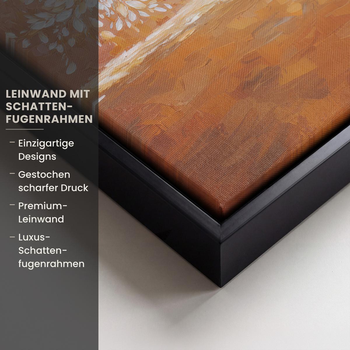 LEINWAND Bilder mit Rahmen - Abstrakt - Baum - Weiß - Blätter - 30x40 - Braun, Textil (30/40cm) - MuchoWow