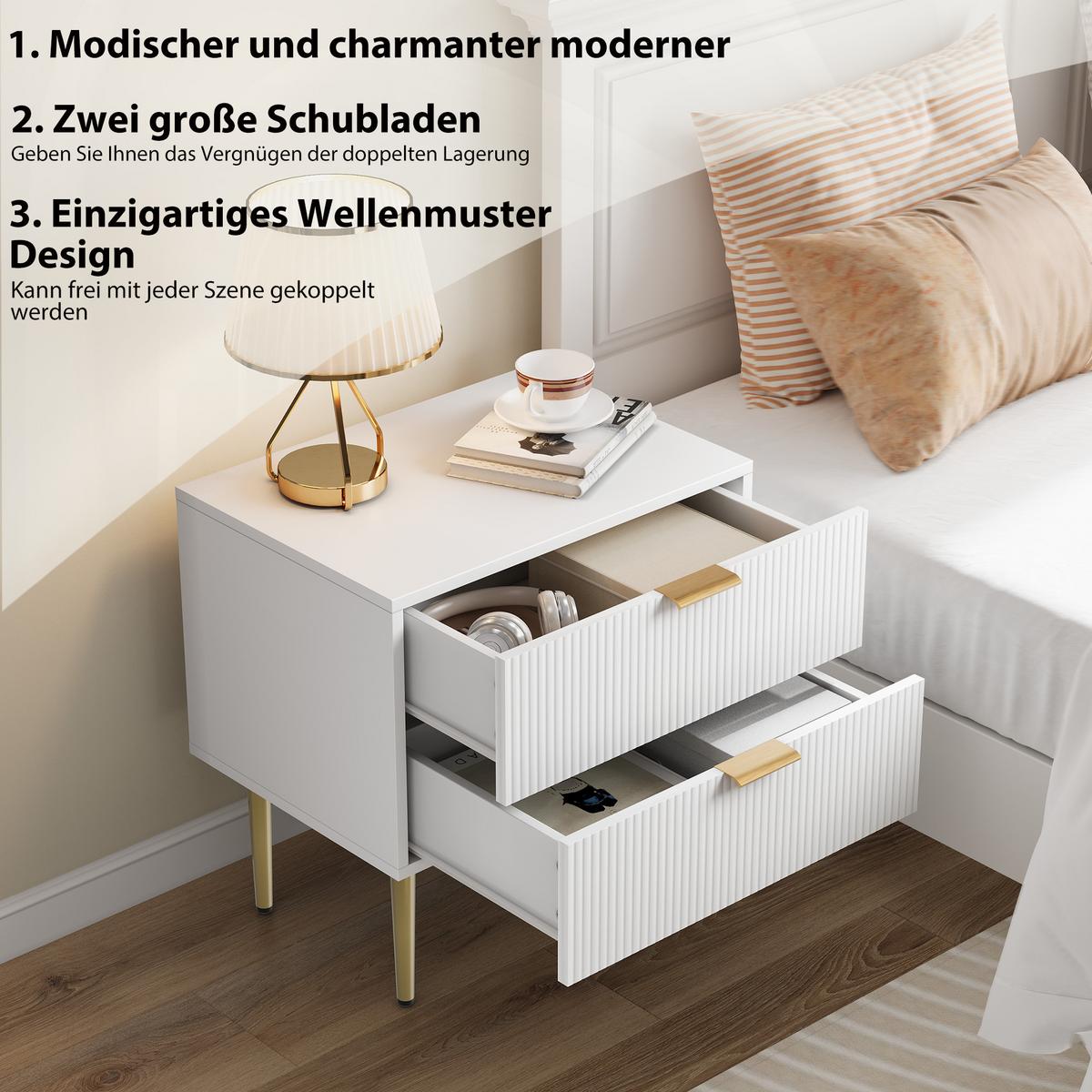 NACHTTISCH Weiß 53/41.30/52.50 cm - Weiß, Holzwerkstoff (41/53/53cm) - Urban Meuble