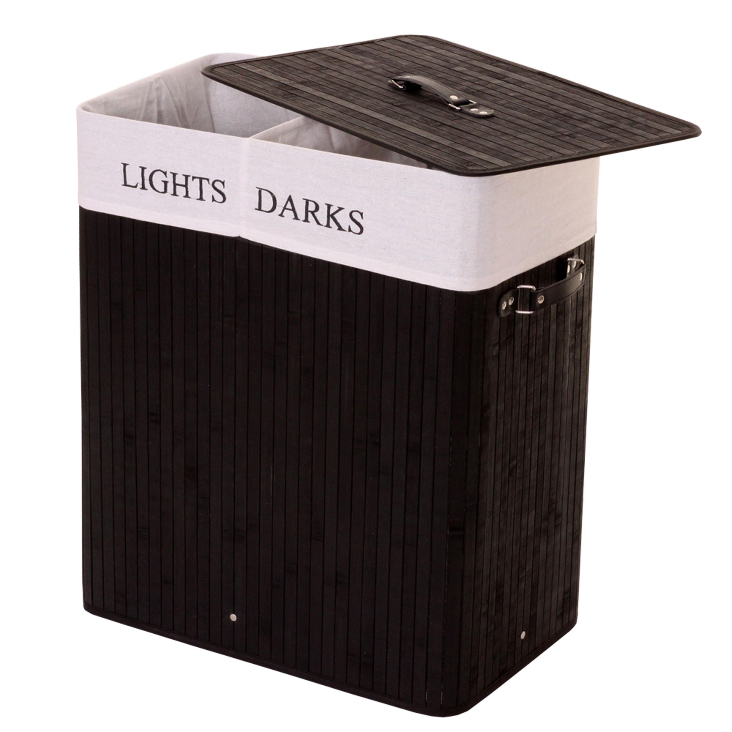 WÄSCHEKORB Schwarz, Cremeweiß - Creme/Schwarz, Holz (55/63/34cm) - MCW