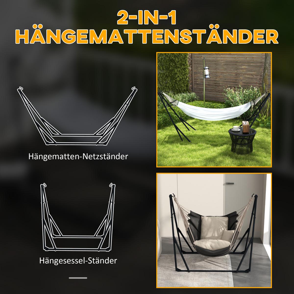 HÄNGEMATTENGESTELL, Metal, Nylon, Weiß - Weiß, Metall (263/89/100cm) - Outsunny