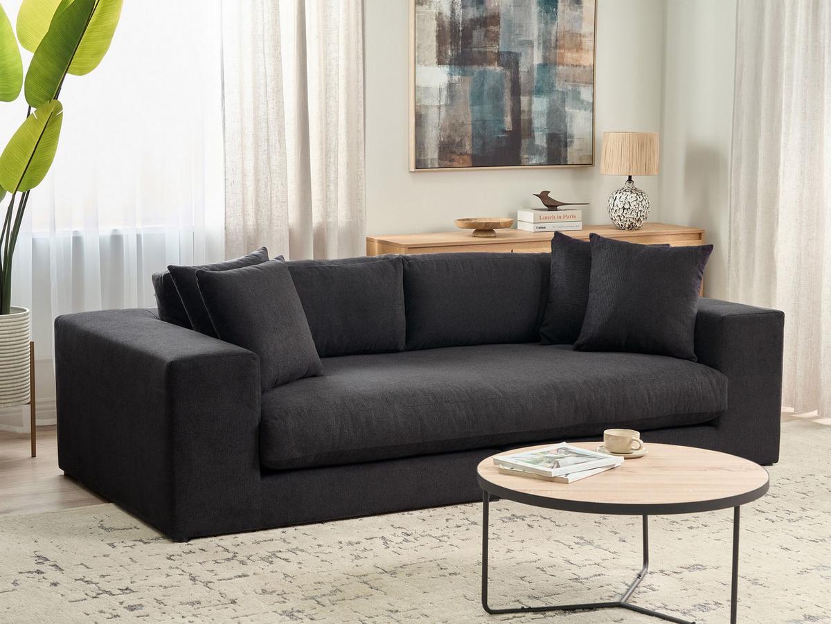 3-SITZER-SOFA schwarz mit Kissen Glorvika - Schwarz, Textil (240/58/120cm) - Beliani