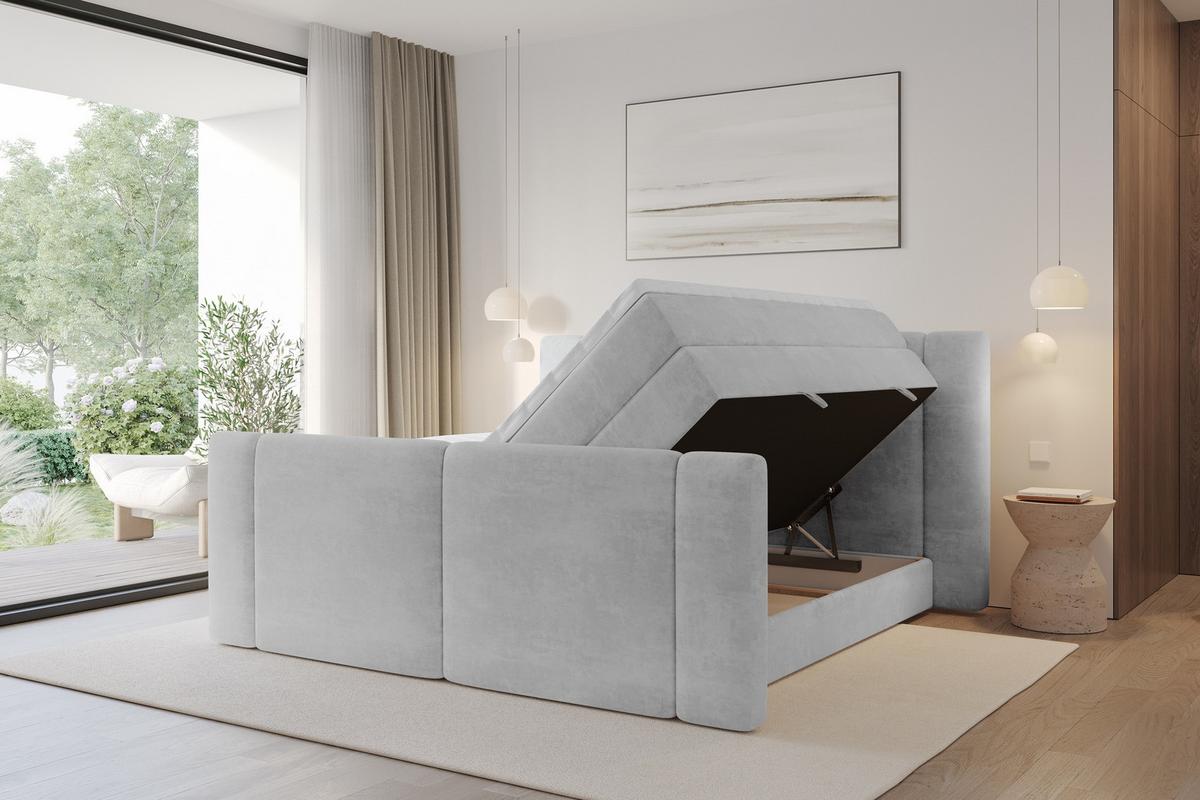 BOXSPRINGBETT mit Matratze H3/H4 - EVON KING Zanozek - 180x200 cm Grau - Greige, Holzwerkstoff (180/200cm) - ALTDECOR