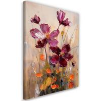 WANDBILD blumen wiese natur burgunderrot - Multicolor, Textil (40/60cm) - Feeby