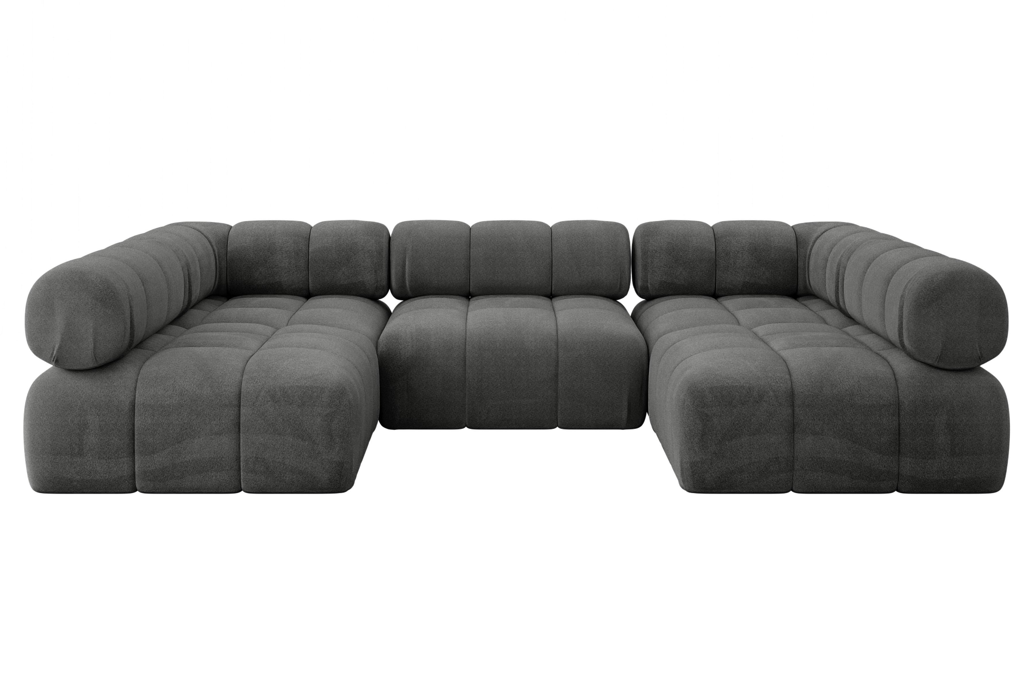 WOHNLANDSCHAFT modulares Sofa Garvo-U1 - 285x190x70 cm Dunkelgrau Velours - Dunkelgrau, Holzwerkstoff/Textil (285/70/190cm) - ALTDECOR
