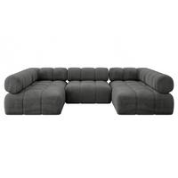 WOHNLANDSCHAFT modulares Sofa Garvo-U1 - 285x190x70 cm Dunkelgrau Velours - Dunkelgrau, Holzwerkstoff/Textil (285/70/190cm) - ALTDECOR