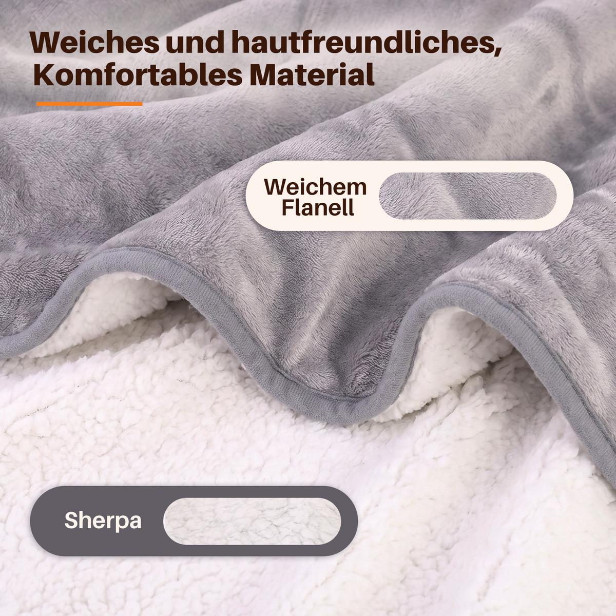 HEIZDECKE Zovlen 180/130 cm - Hellgrau/Weiß, Textil (130/180cm) - ZMH