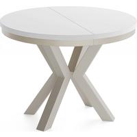 ESSTISCH Clara Grau-Beige runder ausziehbarer, Weiß 120-200/120/76 cm - Greige/Weiß, Holzwerkstoff/Metall (120/196/76cm) - WFL GROUP